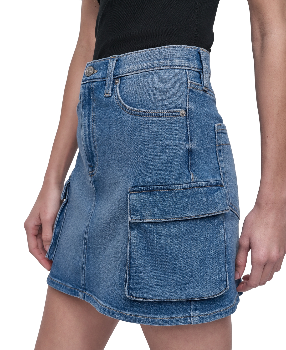 DKNY JEANS WOMEN'S DENIM CARGO MINI SKIRT 