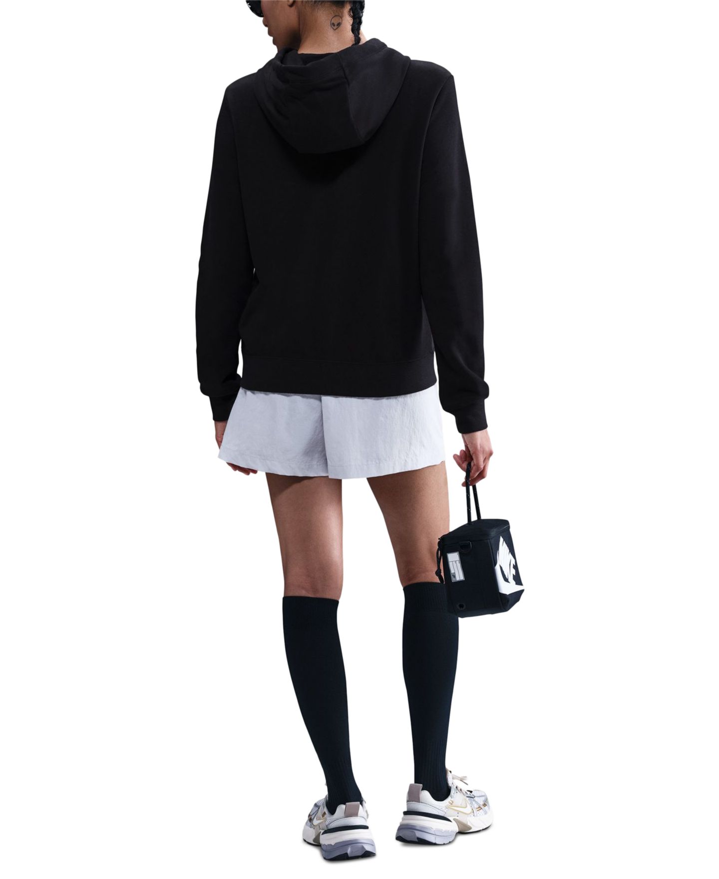 Женское худи Nike Sportswear Club Fleece Logo Pullover, цвет: Чёрный / Белый — фото 6