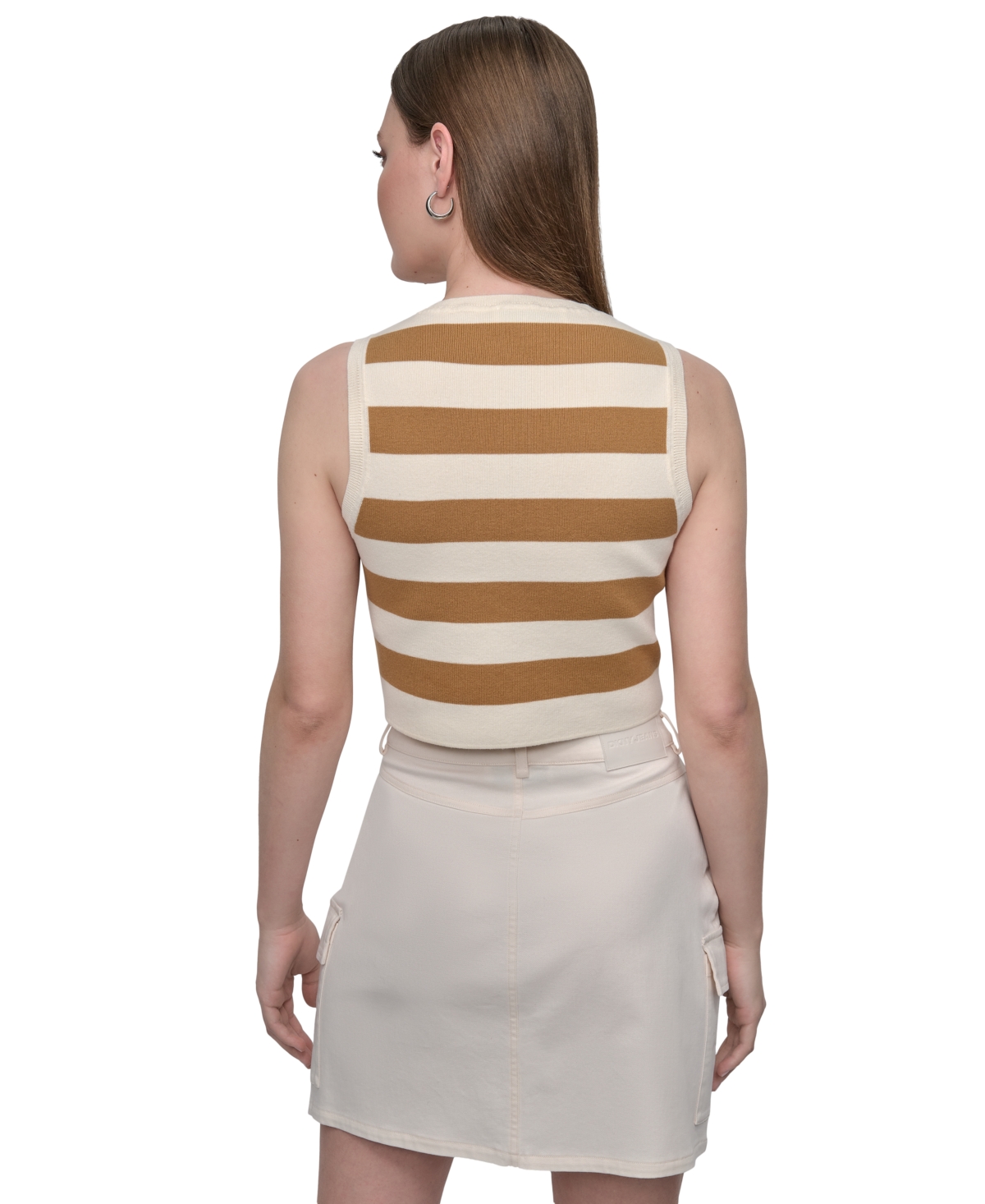 DKNY JEANS WOMEN'S CROPPED SLEEVELESS SWEATER 