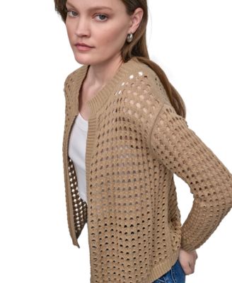 売れ筋商品|||ダナキャランニューヨーク ニット&セーター アウター レディース Women's Open-Stitch Drop-Shoulder Cardigan Sweater Black Open Stitch Cardigan | DKNY
