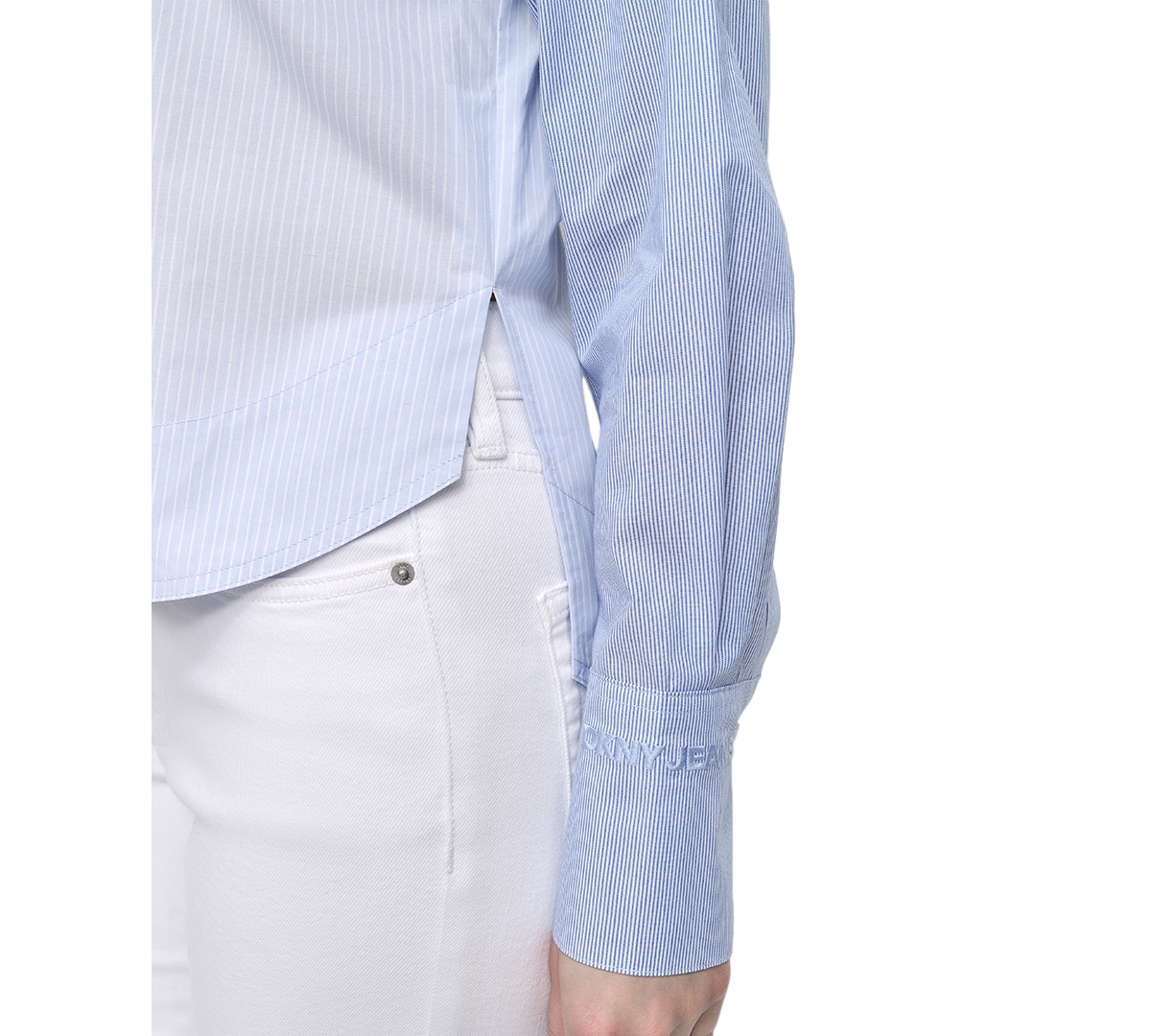 Shop Dkny Jeans Women's Cropped Long-sleeve Button-front Shirt