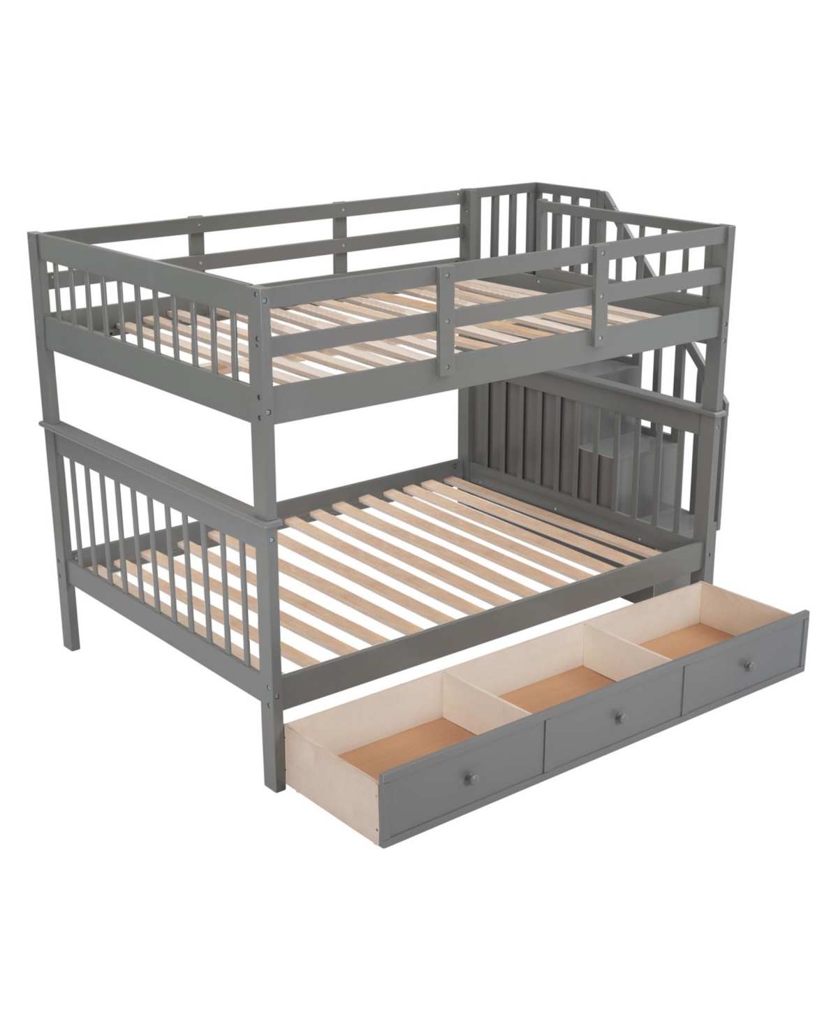 Stairway Full-Over-Full Bunk Bed w/ Drawer & Storage