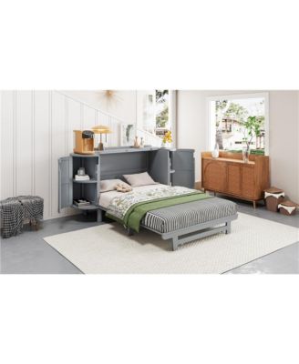 Full Murphy Bed with Hidden Storage & Modern Woven Design