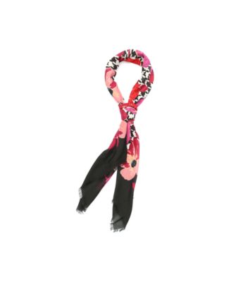 Women's Houndstooth Poppies Modal Square Scarf