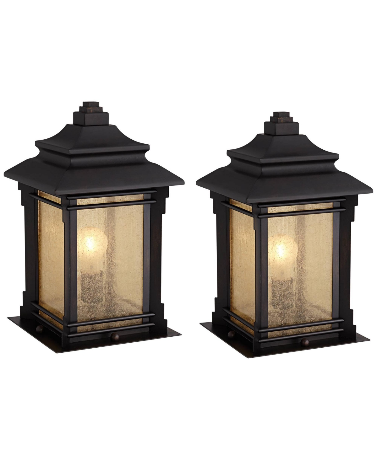 Hickory Point Rustic Farmhouse Outdoor Pier Mount Light Fixtures Set of 2 Walnut Bronze 16 1/2&#x22; Frosted Cream Glass for Exterior Barn Deck House