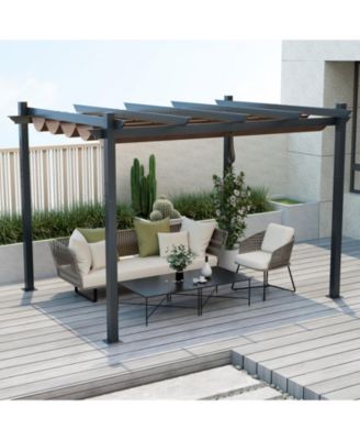 10 x 12 Feet Outdoor Aluminum Retractable Pergola Canopy Shelter Grape Trellis