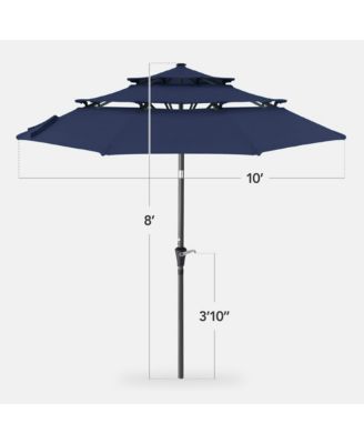 10ft 3-Tier Patio Umbrella, Market Sun Shade w/ Tilt Adjustment, Easy Crank