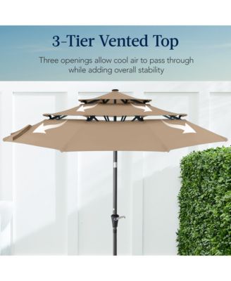 10ft 3-Tier Patio Umbrella, Market Sun Shade w/ Tilt Adjustment, Easy Crank