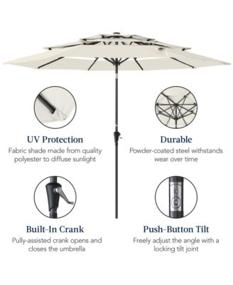 10ft 3-Tier Patio Umbrella, Market Sun Shade w/ Tilt Adjustment, Easy Crank
