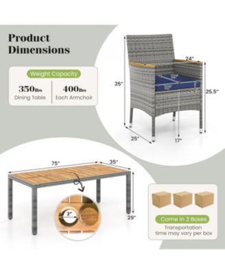 9 Pieces Patio PE Wicker Dining Set for Deck, Garden and Yard