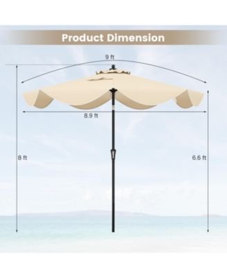 9 FT Patio Umbrella with Crank Handle and Push Button Tilt