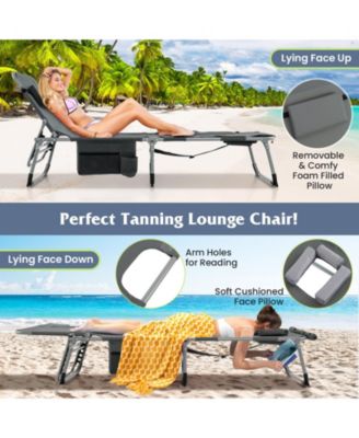 5-position Outdoor Folding Chaise Lounge Chair