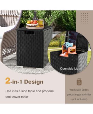 2-in-1 Patio Rattan Gas Propane Tank Cover for 20 lbs Propane Tanks