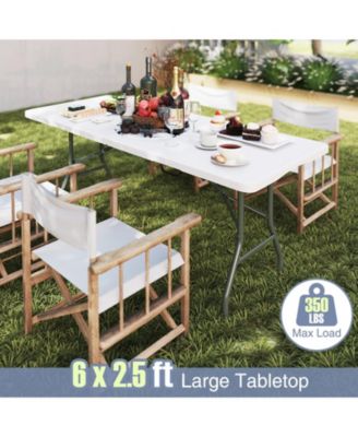 6 ft Portable Folding Table 350 LBS Fold-in-Half Table with HDPE Tabletop-White