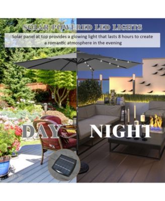 10 Feet Outdoor Patio Umbrella with Bright Solar LED Lights-Gray