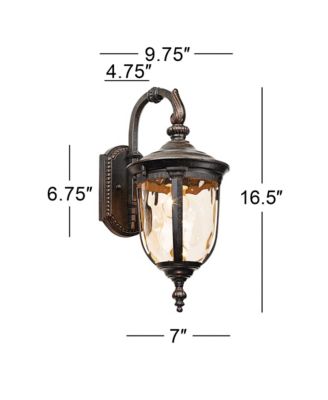 Bellagio Vintage Outdoor Wall Light Fixtures Set of 2 Veranda Bronze Downbridge 16 1/2" Champagne Hammered Glass for Post Exterior