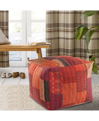 Modern Cotton Blend Fabric Ottoman Pouf Accent Seat