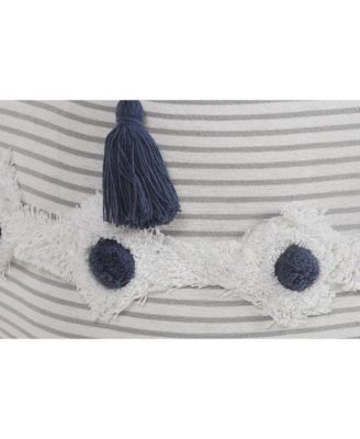 18" Grey 100% Cotton Ottoman