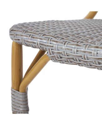 Outdoor Aluminum Armless French Bistro Set, 3-Piece, Gray and Bamboo Finish