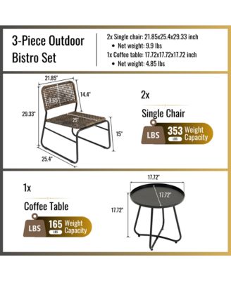 Patio Furniture Set 3 Piece Mixture Pattern PE Rattan Steel Frame And Modern Round Table