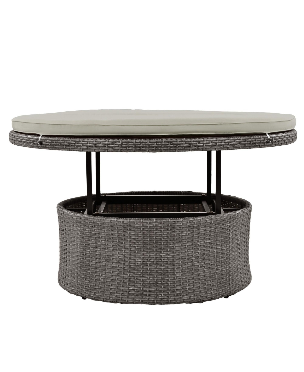 5-Piece Round Rattan Sectional Sofa Set All-Weather Pe Wicker Sunbed Daybed with Round Liftable Table and Washable Cushions