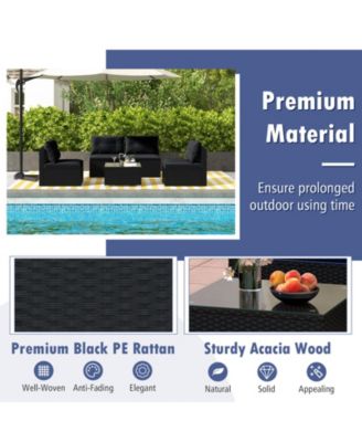 5-Piece Outdoor Patio Furniture Set with Cushions and Coffee Table-Black