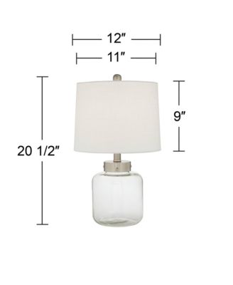 Coastal Accent Table Lamps 20.5" High Set of 2 Small Clear Glass Fillable Shells White Drum Shade for Living Room Family Bedroom