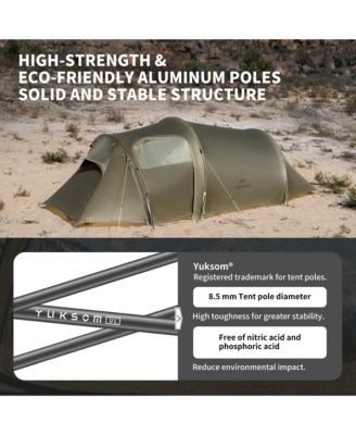 Opalus 3 Person Tunnel Tent, Lightweight Backpacking Tent with Vestibule, Double Wall 4 Season Tents for Camping