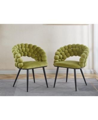 Green Modern Chairs (Set of 2), Gold Legs