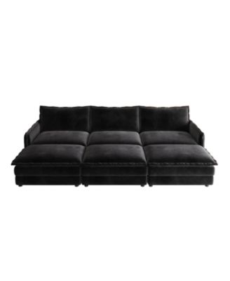 Corduroy Cloud Sofa with Footrests & Cushions