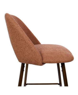  Set of 4  Textured Fabric, Walnut-Finished Metal  Curved Backrest, Padded Seat, Footrest Counter Height Stools