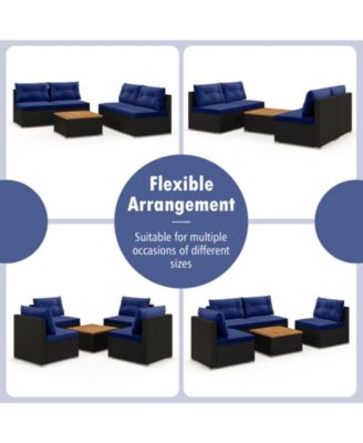 5 Piece Outdoor Furniture Set with Solid Tabletop and Soft Cushions