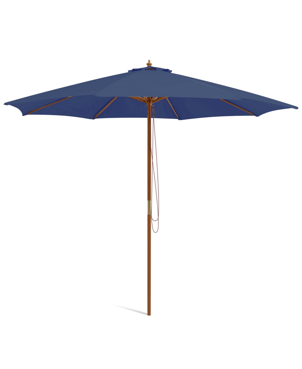 10 Feet Patio Umbrella with 8 Wooden Ribs and 3 Adjustable Heights-Navy
