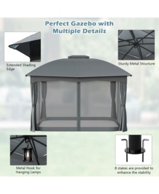 12 x 10 Feet Canopy Double Vented Heavy Duty Steel Gazebo