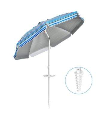 7.2 Feet Portable Outdoor Beach Umbrella with Sand Anchor and Tilt Mechanism