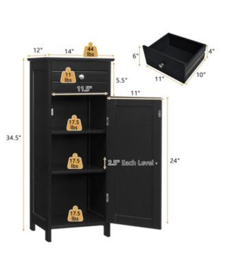 Storage Free-Standing Floor Cabinet with Drawer and Shelf