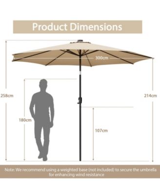 10 Feet Patio Umbrella with 112 Solar Lights and Crank Handle