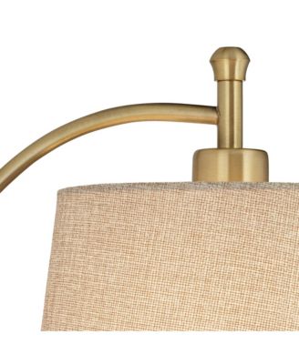 Chester Modern Swing Arm Wall Lamp Brass Black Plug-in Light Fixture Tan Drum Shade for Bedroom Bedside Living Room Reading Home House