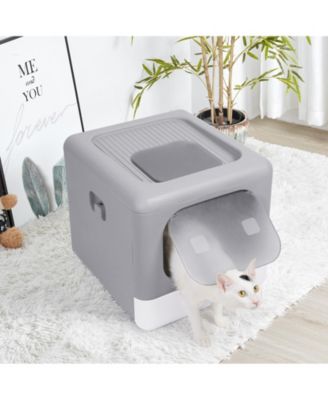 Cats Litter Box  Detachable Top & Slide-Out Tray With Scoop