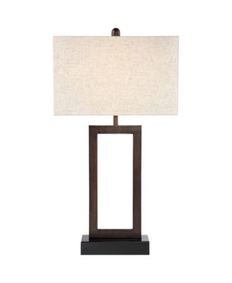 Todd Modern Table Lamps 30" Tall Set of 2 Bronze with USB and AC Power Outlet in Base Oatmeal Shade for Bedroom Living Room Bedside Desk