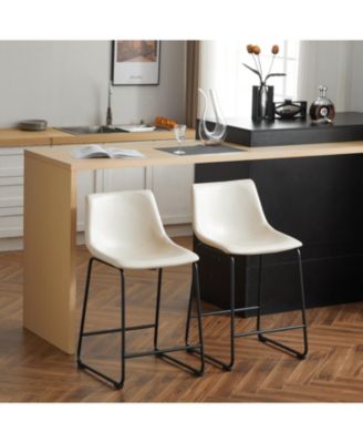 Streamdale Vintage Faux Leather Counter Stools (Set of 2)