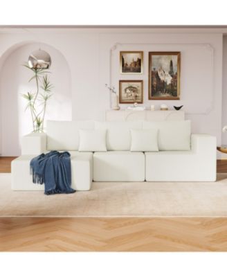 Corduroy Sectional Sofa with Chaise Lounge