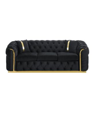 90.6" Velvet Button Tufted Chesterfield Sofa