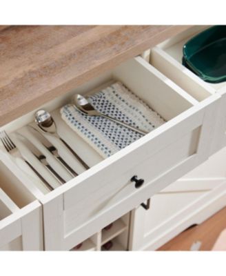 Farmhouse Wine Bar Cabinet, Sliding Barn Door, Antique White