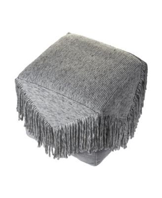 18" Grey Wool Ottoman