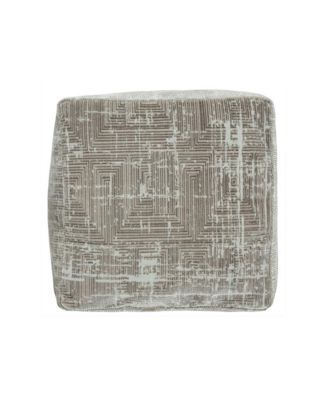 18" Grey Polyester Blend Ottoman