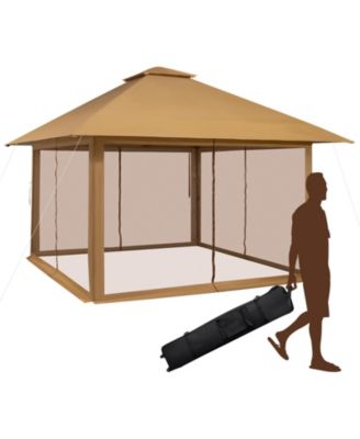 13 x 13 Feet Pop-up Instant Canopy Tent with Mesh Sidewall-Coffee