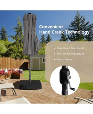 15 Feet Double-Sided Patio Umbrella with 48 LED Lights