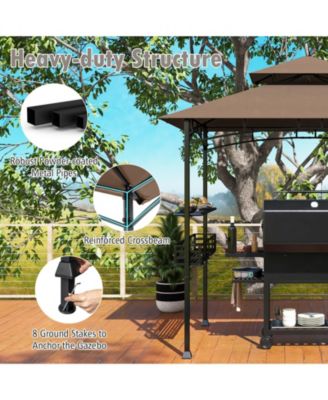 8 x 5 Feet Outdoor Grill Gazebo with 2 Side Shelves and 10 Hooks