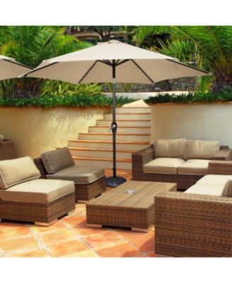 9 Feet Solar LED Lighted Patio Market Umbrella with Tilt Adjustment without Base